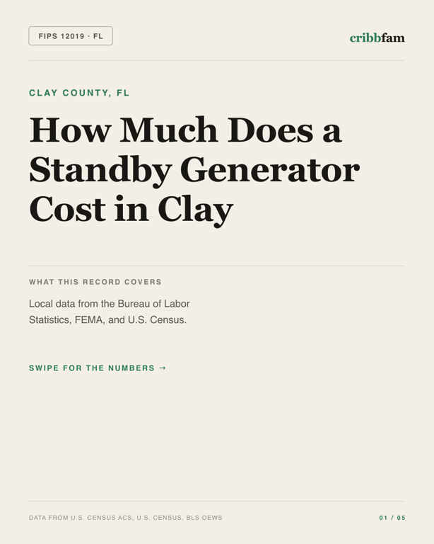 Standby Generators in Clay County, FL — regional cost snapshot