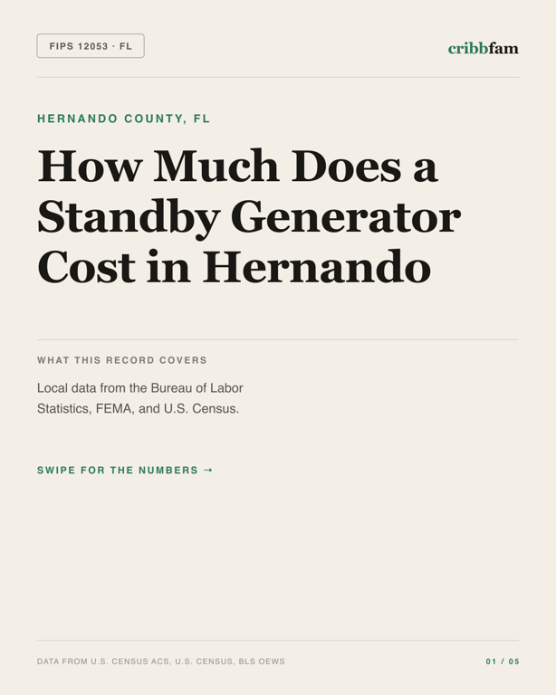 Standby Generators in Hernando County, FL — regional cost snapshot