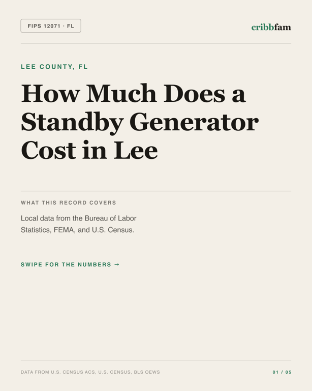 Standby Generators in Lee County, FL — regional cost snapshot