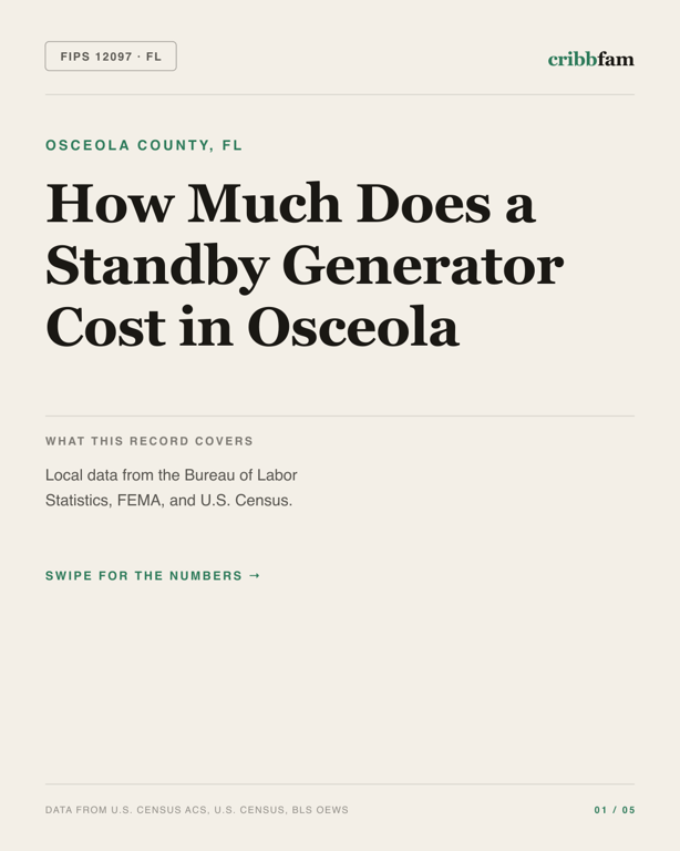 Standby Generators in Osceola County, FL — regional cost snapshot