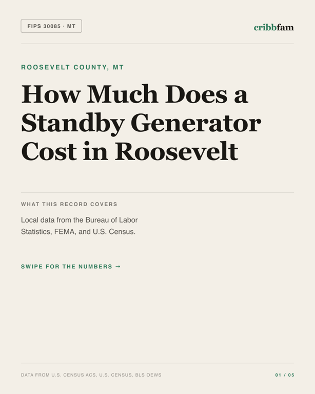 Standby Generators in Roosevelt County, MT — regional cost snapshot