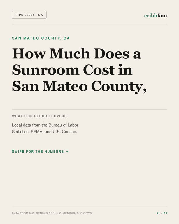 Sunrooms and Enclosures in San Mateo County, CA — regional cost snapshot
