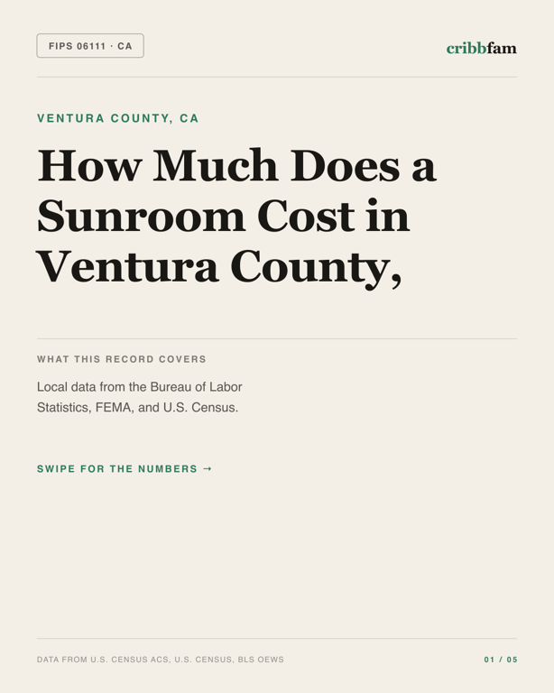 Sunrooms and Enclosures in Ventura County, CA — regional cost snapshot