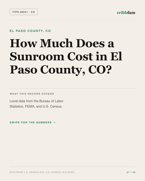 Sunrooms and Enclosures in El Paso County, CO — regional cost snapshot