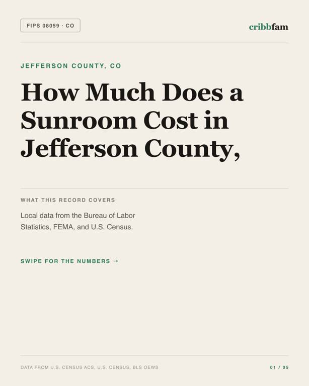 Sunrooms and Enclosures in Jefferson County, CO — regional cost snapshot