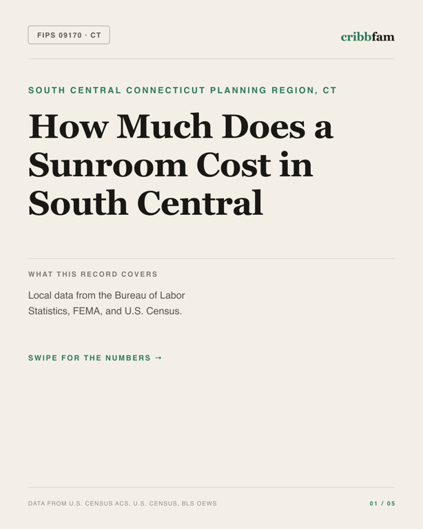 Sunrooms and Enclosures in South Central Connecticut Planning Region, CT — regional cost snapshot