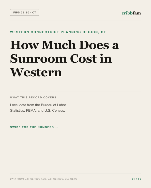 Sunrooms and Enclosures in Western Connecticut Planning Region, CT — regional cost snapshot
