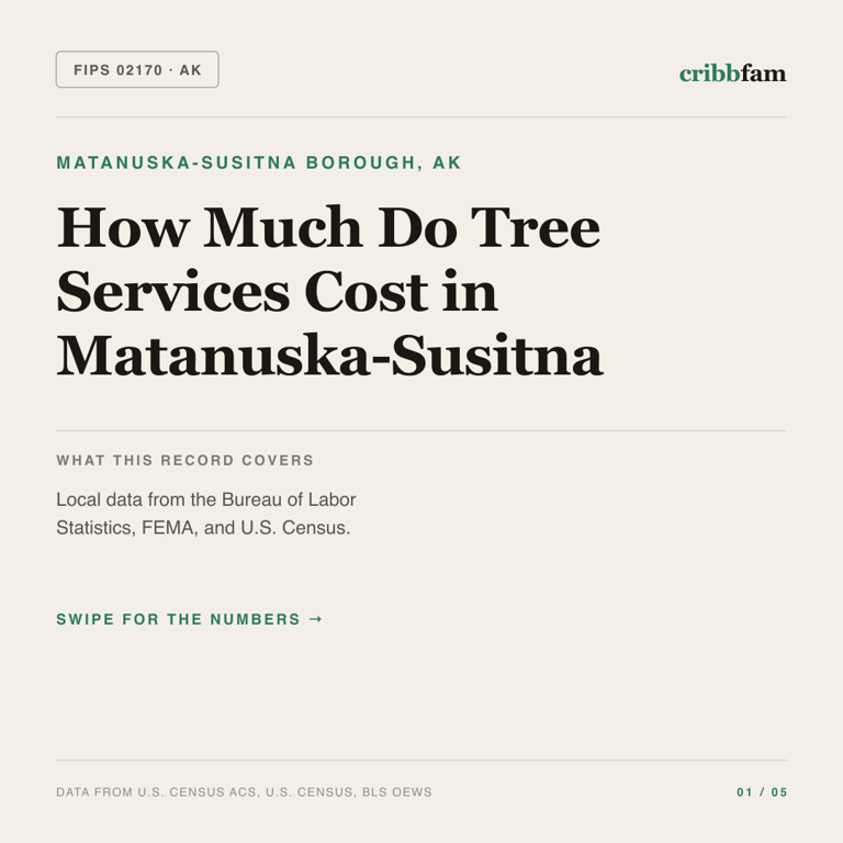 Tree Services cost snapshot for Matanuska-Susitna Borough, AK