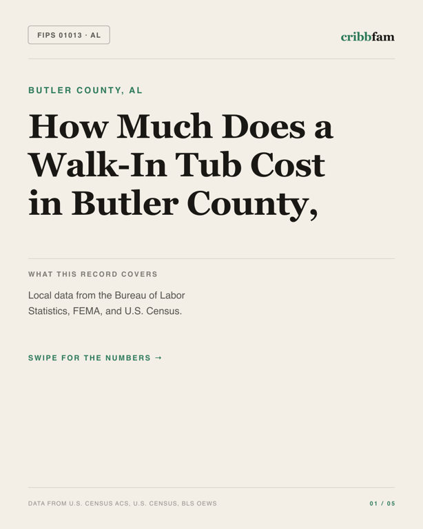 Walk-In Tubs in Butler County, AL — regional cost snapshot