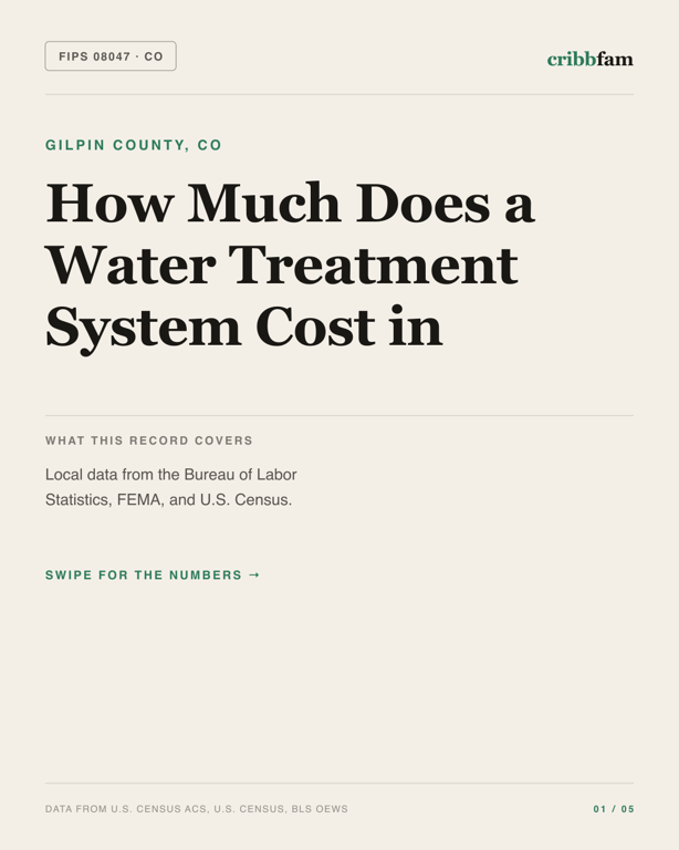 Water Treatment Systems in Gilpin County, CO — regional cost snapshot