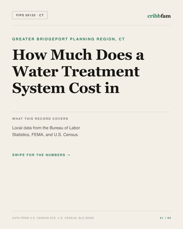 Water Treatment Systems in Greater Bridgeport Planning Region, CT — regional cost snapshot