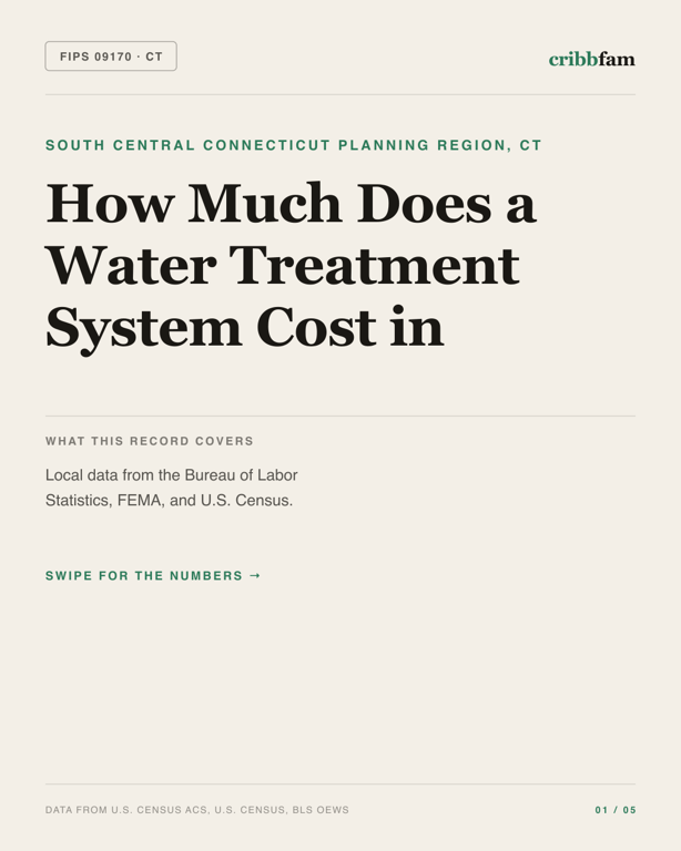Water Treatment Systems in South Central Connecticut Planning Region, CT — regional cost snapshot