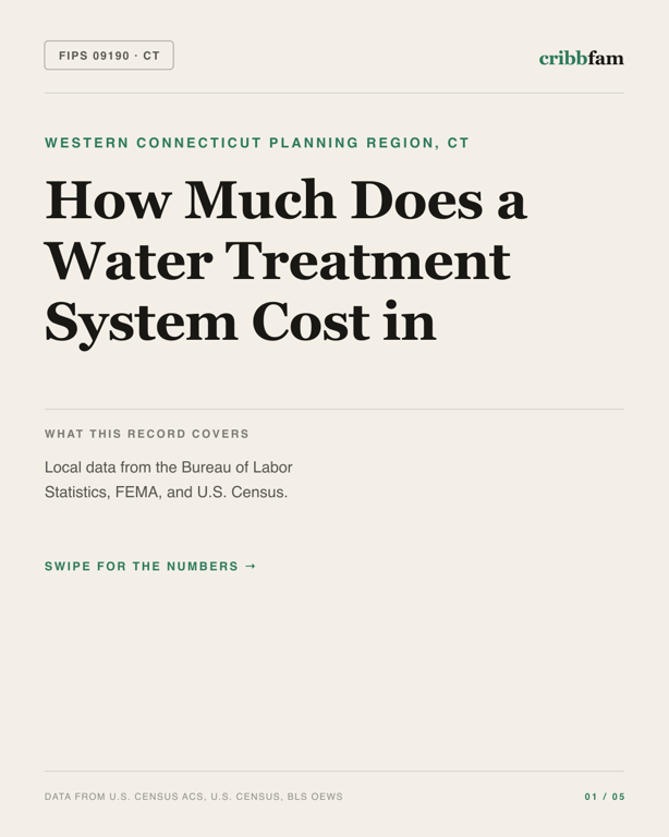 Water Treatment Systems in Western Connecticut Planning Region, CT — regional cost snapshot