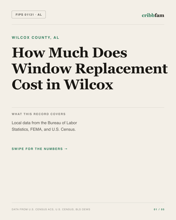 Window Replacement in Wilcox County, AL — regional cost snapshot