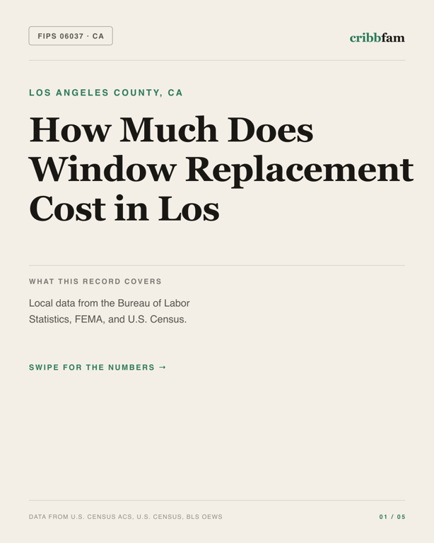 Window Replacement in Los Angeles County, CA — regional cost snapshot