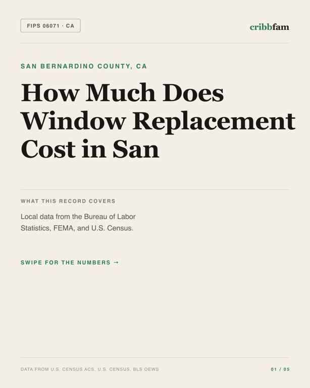Window Replacement in San Bernardino County, CA — regional cost snapshot