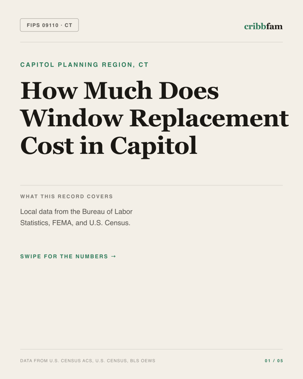 Window Replacement in Capitol Planning Region, CT — regional cost snapshot