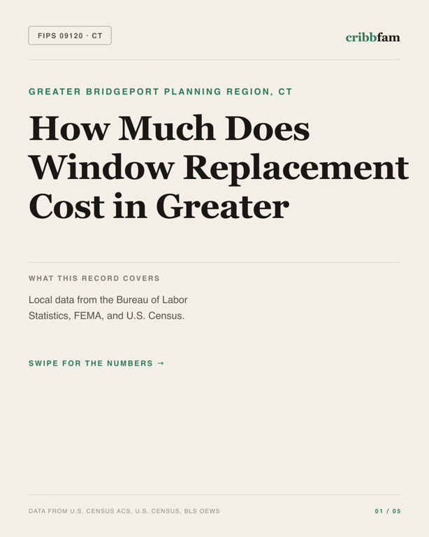 Window Replacement in Greater Bridgeport Planning Region, CT — regional cost snapshot