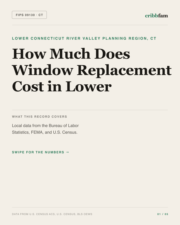 Window Replacement in Lower Connecticut River Valley Planning Region, CT — regional cost snapshot