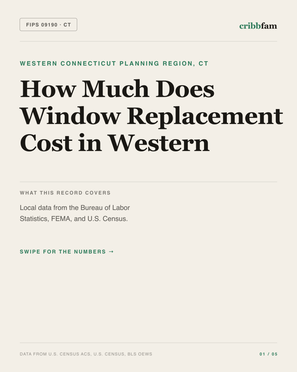 Window Replacement in Western Connecticut Planning Region, CT — regional cost snapshot
