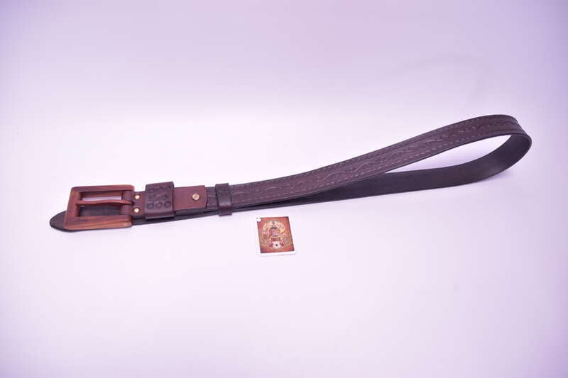 Opasok exkluzív s drevenou prackou, obvod pásu: 75-115cm, zdobenie: hĺbková ražba, farba: hnedá 2