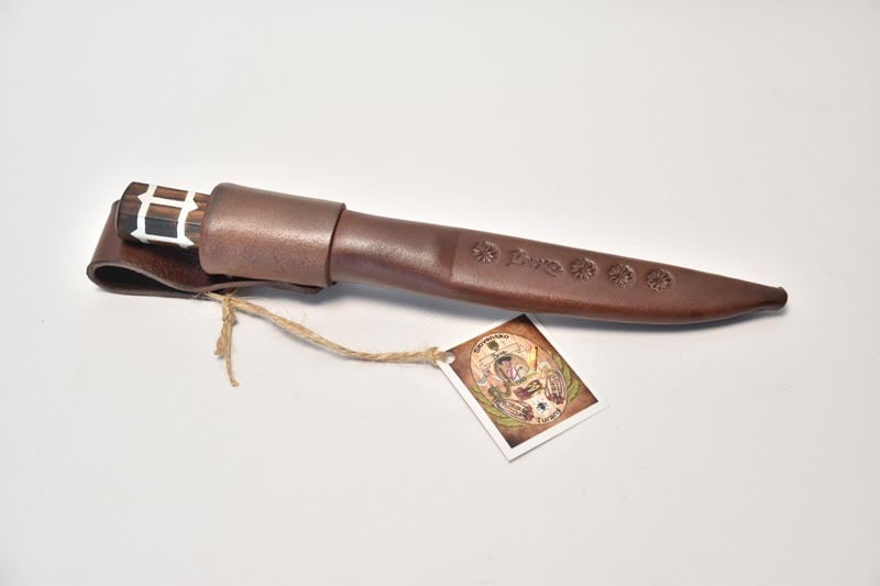 Tradičný nôž veľký, dĺžka čepele: 16cm, farba: hnedá + kožené puzdro 2