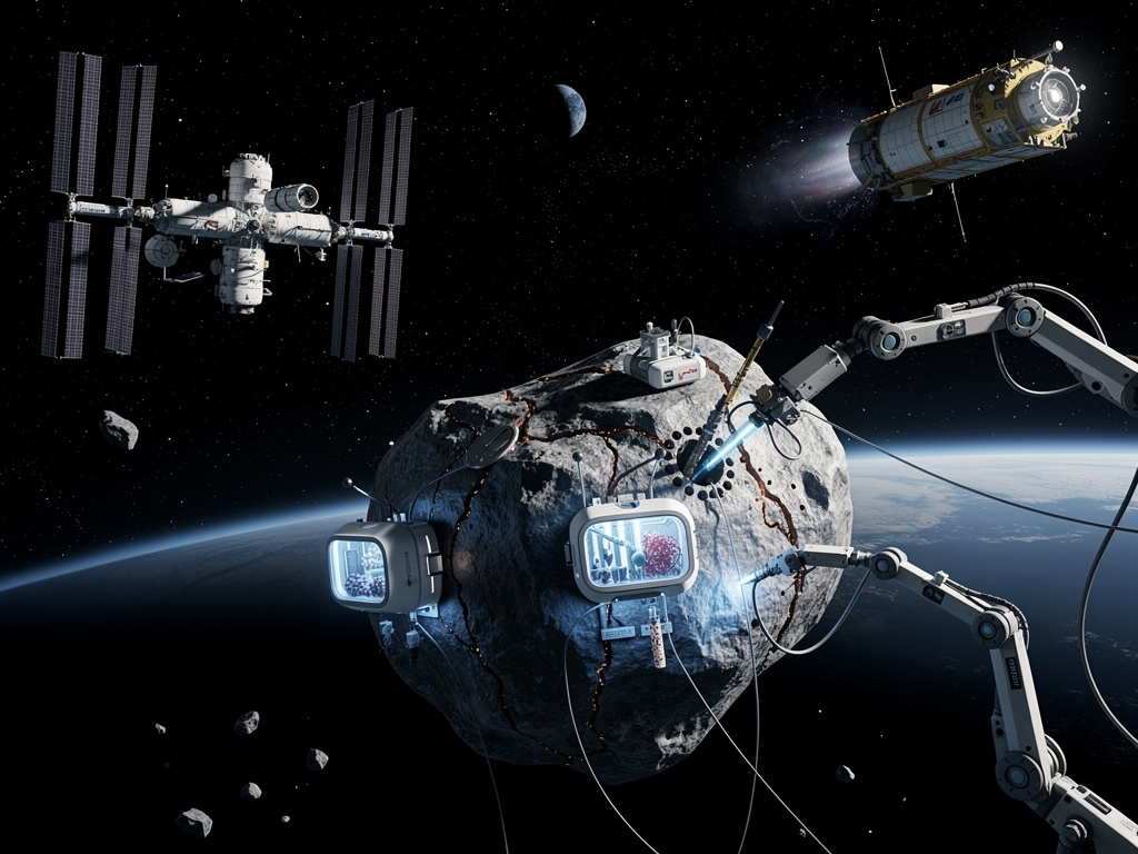 Snímky z rastrovacího elektronového mikroskopu (SEM) ukazují fragmenty L-chondritu v různých gravitačních podmínkách.