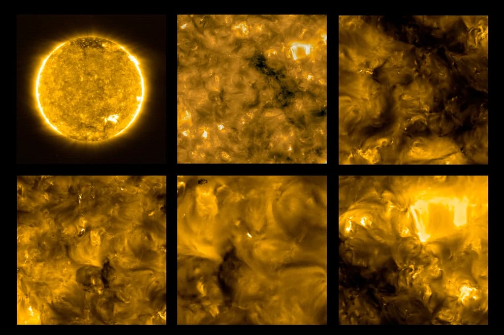 Solar Orbiter images from 30 May 2020, showing the bright spots of 'campfires' - Credit: ESA