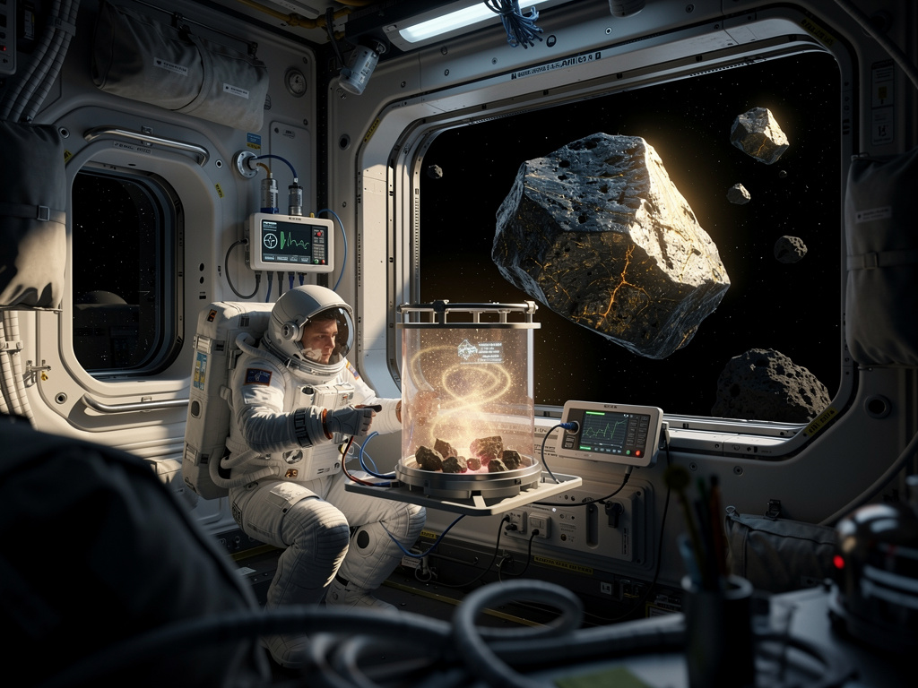 Koncept malého autonomního biotěžebního modulu pro uvolňování kovů z asteroidální horniny.