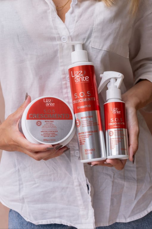 Kit SOS Crescimento Capilar 3 produtos Shampoo + Máscara + Tônico
