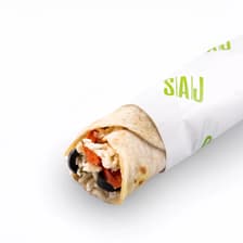 لفة عكاوي - رول صاج مع جبنة عكاوي، بندورة و زيتون الأسود.
