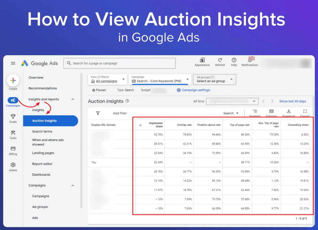 Google Ads Auction Insights