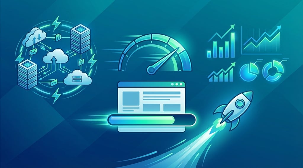 Website speed performance dashboard showing fast loading times and optimisation metrics
