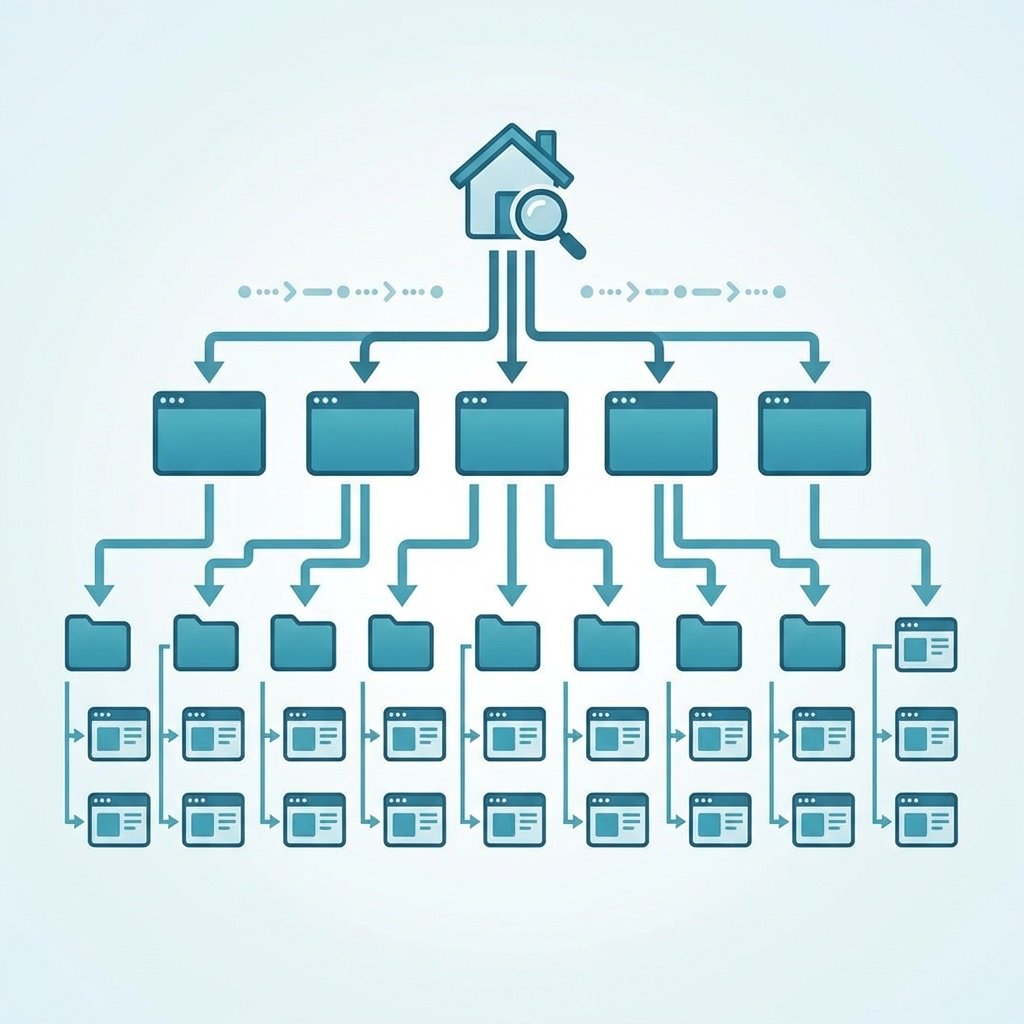Visual diagram of a well-organised eCommerce website structure with category hierarchy