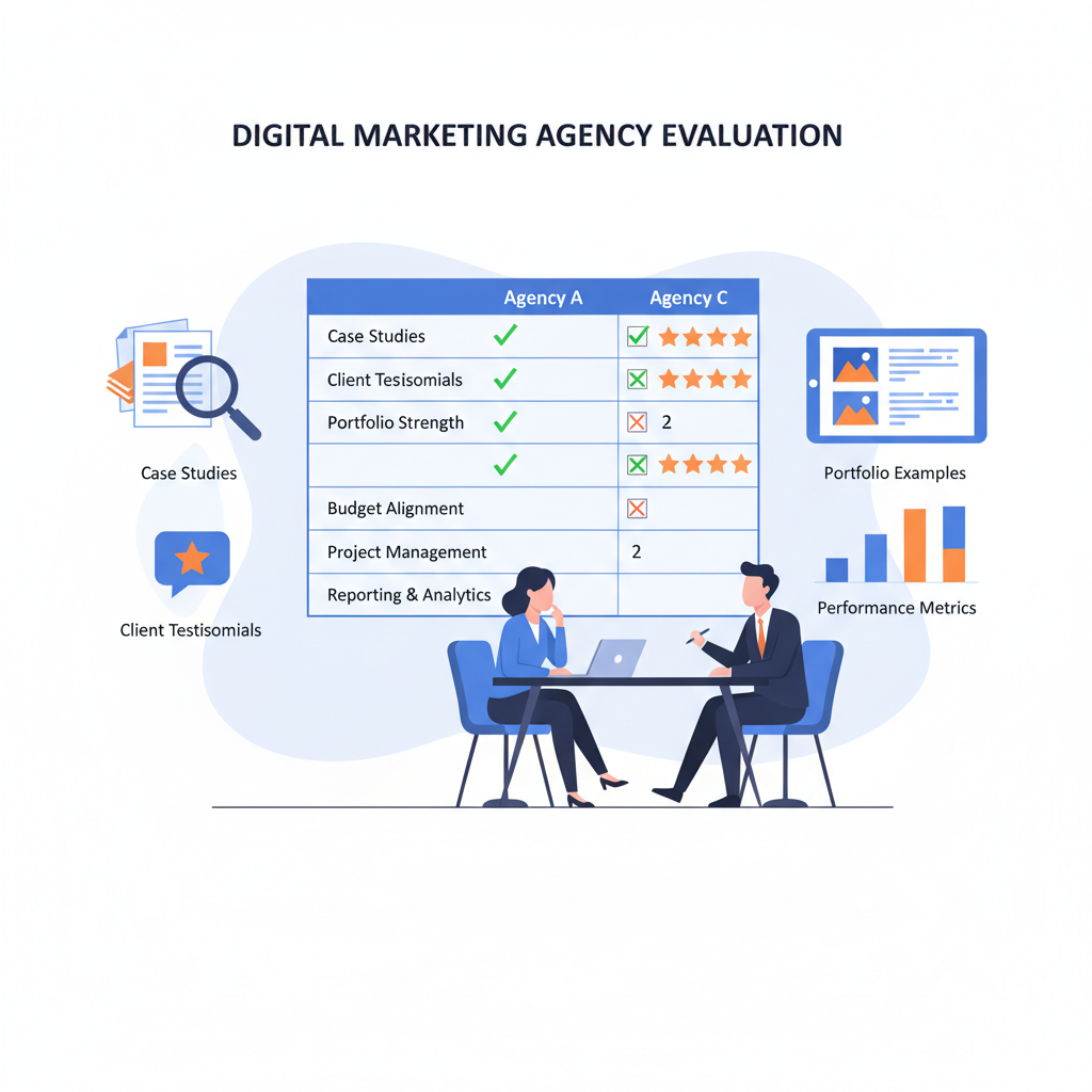 Evaluating digital marketing agency proposals with comparison scorecard