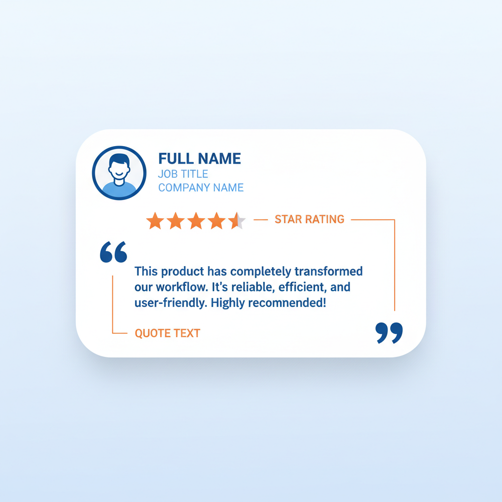Anatomy of a trustworthy testimonial card with name photo and star rating