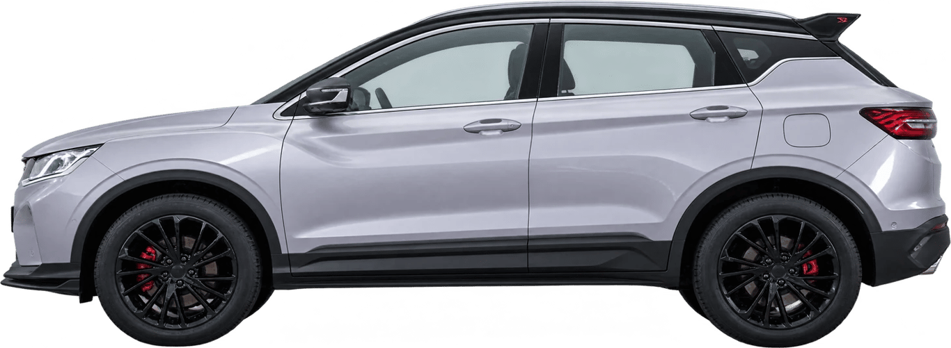 Geely Coolray, vista lateral a escala