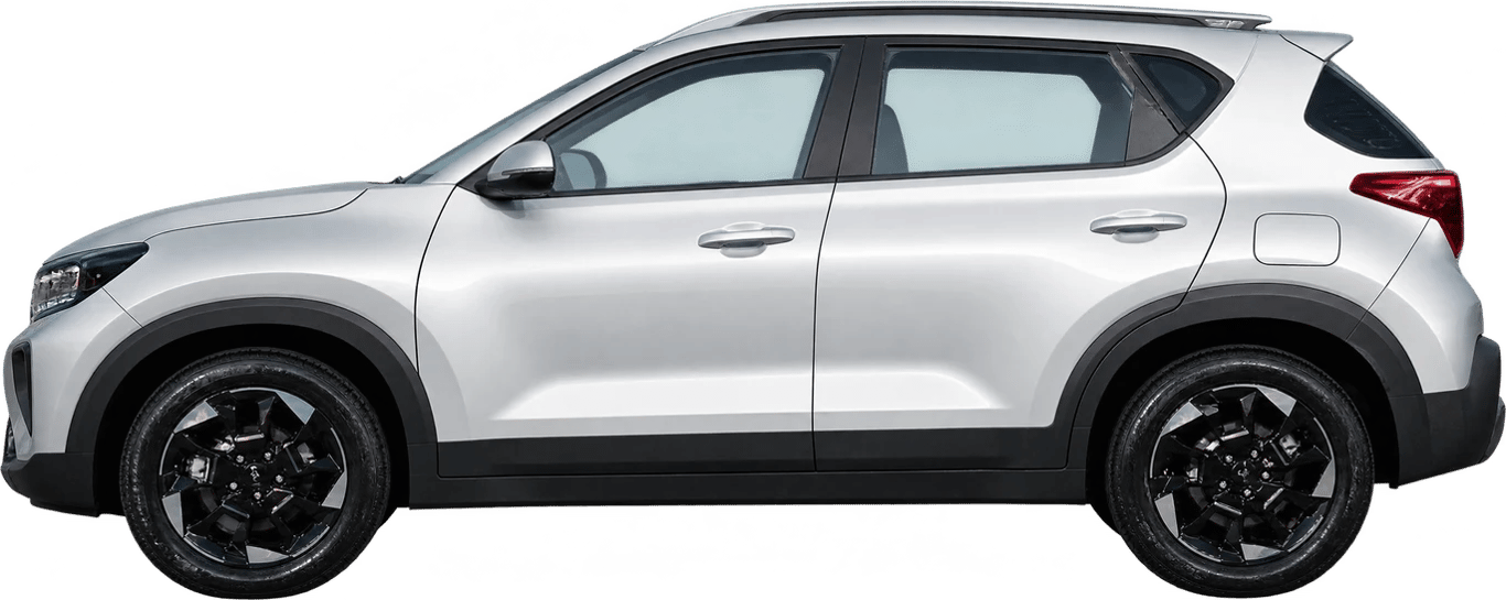 Kia Sonet, vista lateral a escala