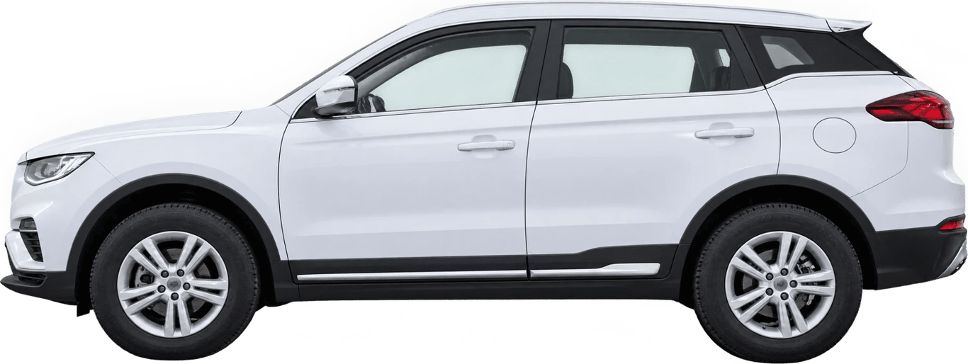 Geely Azkarra, vista lateral a escala