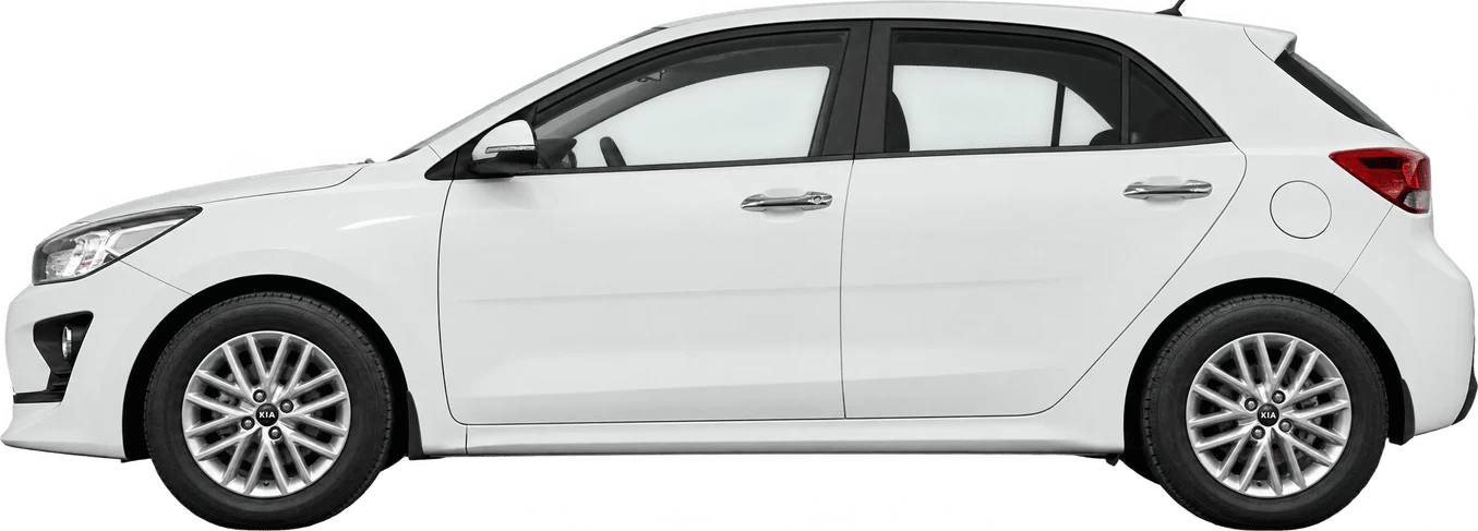 Kia Rio, vista lateral a escala