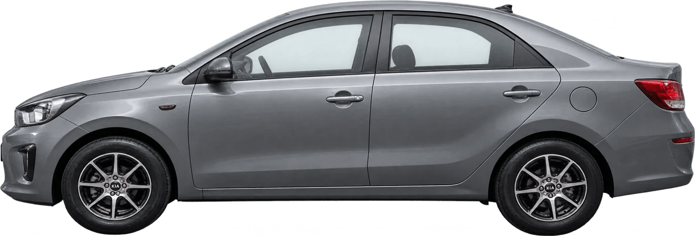 Kia Soluto, vista lateral a escala