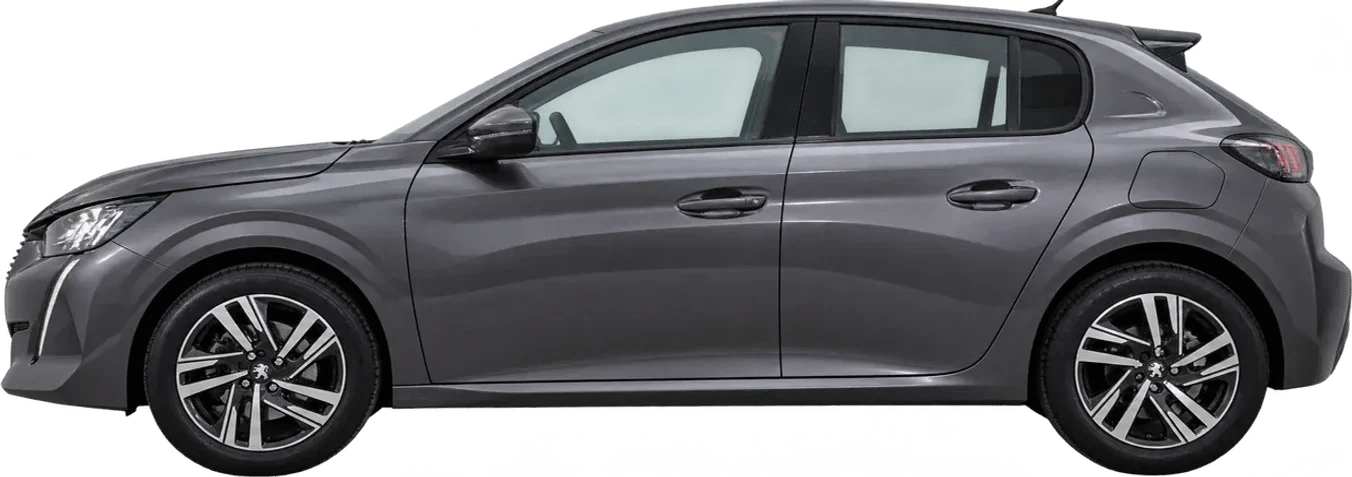 Peugeot 208, vista lateral a escala