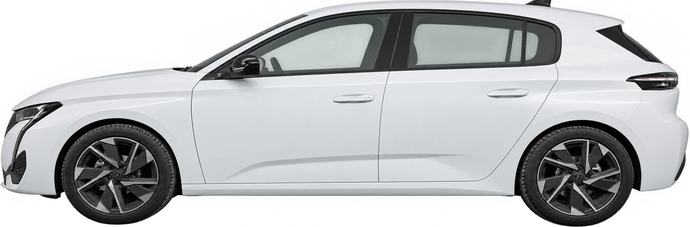 Peugeot 308, vista lateral a escala