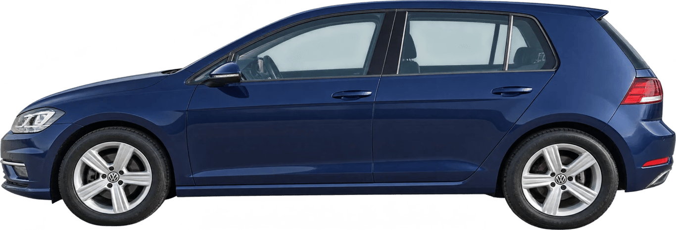 Volkswagen Golf, vista lateral a escala