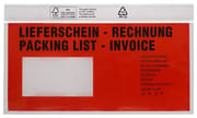 Begleitpapiertasche Lieferschein-Rechnung, DIN lang, rot, 70 my