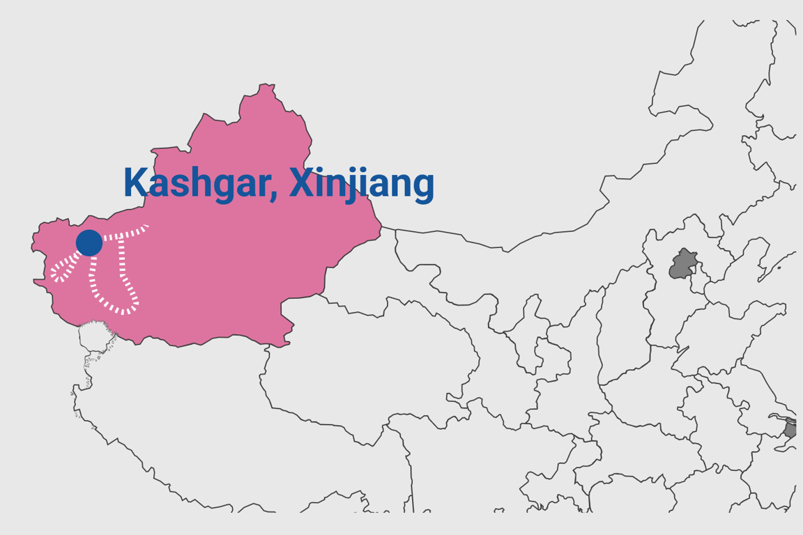 Southern Xinjiang, Kashgar–Pamir Loop, map