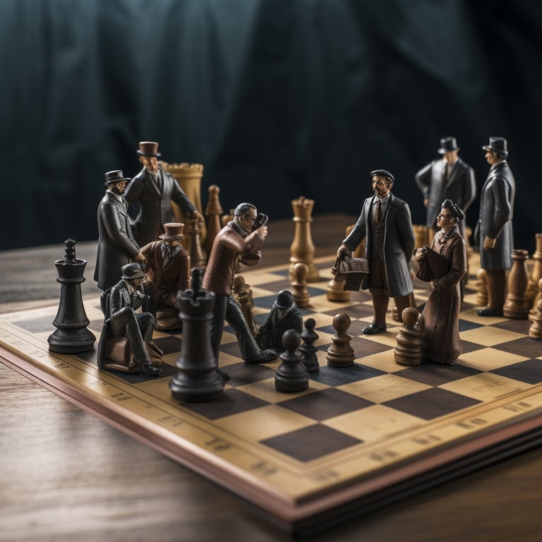 Chess pieces with people in the game