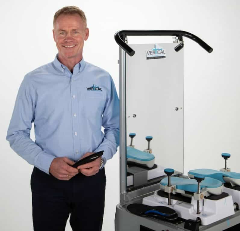Neil Smith with his invention VFAS The Vertical Foot Alignment System