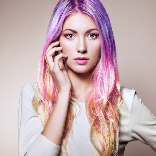 Beauty fashion model girl with colorful dyed hair THB North Richmond Pink Hair