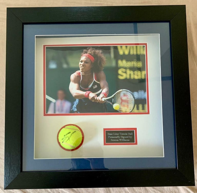 Serena Williams Hand Signed Ball Framed Display With Photo - Authenticity Guarantee CERTIFICATE